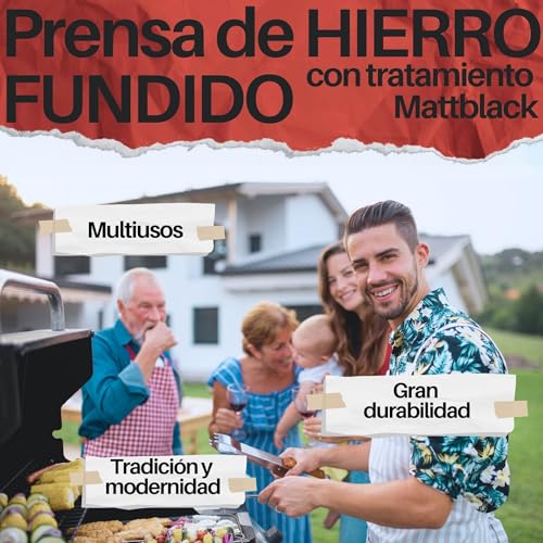 ElChico Prensa para Hamburguesas de Hierro Fundido - Ideal para Smash Burger y ser el Masterchef de la Barbacoa