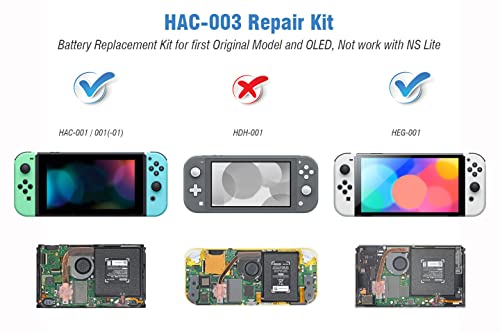 ElecGear - Batería de Repuesto para Nintendo Switch Console, HAC-003, Recargable de Li-Ion Interna para Switch HAC-001, 3,7 V, 4310 mAh, 16,0 WH con Kit de Herramientas de reparación