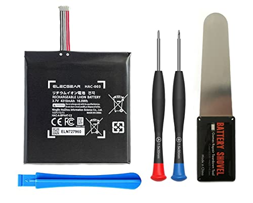 ElecGear - Batería de Repuesto para Nintendo Switch Console, HAC-003, Recargable de Li-Ion Interna para Switch HAC-001, 3,7 V, 4310 mAh, 16,0 WH con Kit de Herramientas de reparación