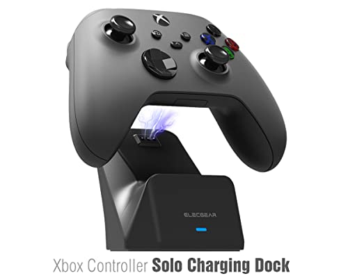 ElecGear Xbox Solo - Estación de Carga con batería Recargable de 1200 mAh, Soporte de Pared y Escritorio USB, Cargador de Mando de Juegos para Xbox Series X|S, Xbox One, S, X Controlador inalámbrico