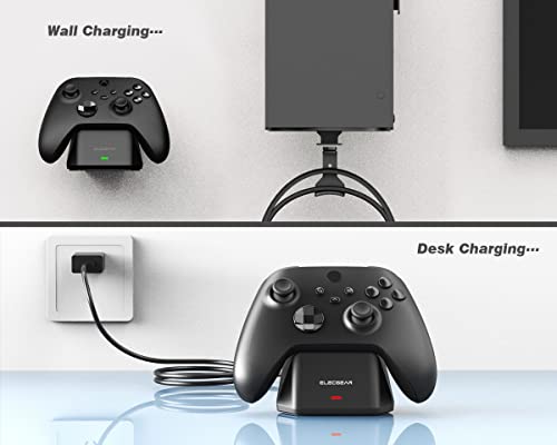 ElecGear Xbox Solo - Estación de Carga con batería Recargable de 1200 mAh, Soporte de Pared y Escritorio USB, Cargador de Mando de Juegos para Xbox Series X|S, Xbox One, S, X Controlador inalámbrico