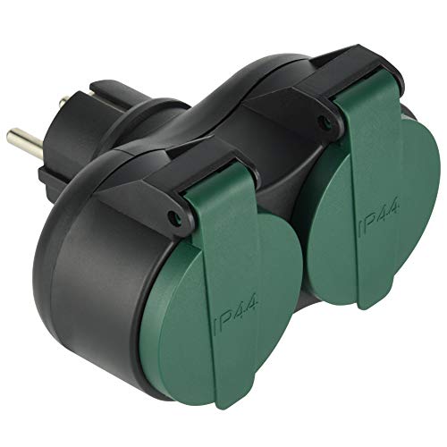 Electraline Adaptador para Exteriores con 2 enchufes Schuko.