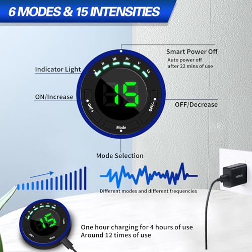 Electroestimulador Muscular, Abdominales Electroestimulacion, EMS Estimulador Eléctrico Abdominal, 6 Modos y 15 Intensidades, 10 Almohadillas De Repuesto