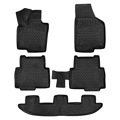 Element 3D Alfombrillas Interior de Coche a Medida TPE Seat Alhambra, 2017-, MPV, Mk2 (7N) (Europe) 5 pcs, Negro, Ajuste