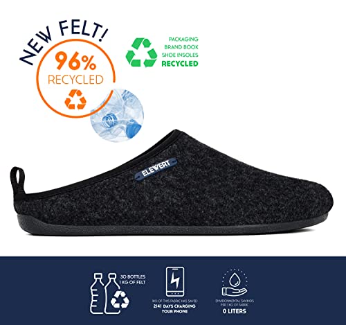 ELEWERT® - NATURAL - Zapatillas de Estar por casa - unisex - fabricadas en España - confort - interior - exterior - suela de caucho - plantilla extraíble reciclada - Fieltro -Negro, EU 44