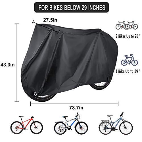 Elezenioc Funda para Bicicleta,190T Nailon Funda Bicicleta Exterior para 2 Bicicletas Impermeable Anti-UV,Funda Bicicleta con Orificio de Bloqueo Antirrobo (hasta 29 ")