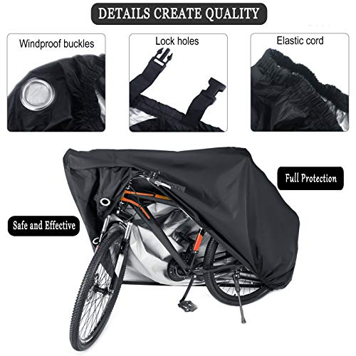 Elezenioc Funda para Bicicleta,190T Nailon Funda Bicicleta Exterior para 2 Bicicletas Impermeable Anti-UV,Funda Bicicleta con Orificio de Bloqueo Antirrobo (hasta 29 ")