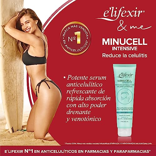 Elifexir Minucell Intensive, Sérum Anticelulítico Ultra Potente, Crema Drenante y Reafirmante, Combate Celulitis Resistente de Grado II y III, Reduce Piel de Naranja, Rápida Absorción 150 ml