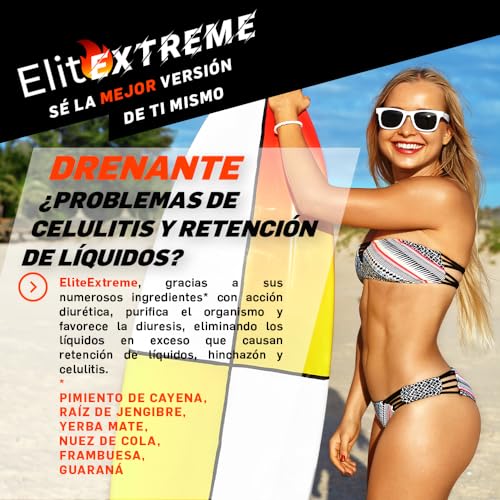 Elite Extreme Suplemento para quemar grasa. Termogénico adelgazante drenante energizante. 120 cápsulas.