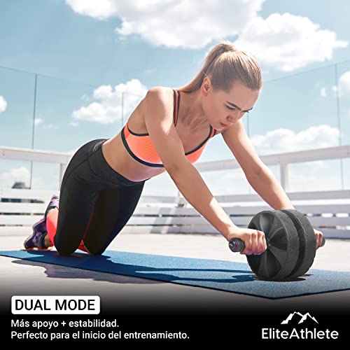 EliteAthlete Rueda Abdominal - Rodillo Abdominales Aparatos - Gym Fitness Ejercicio en Casa - AB Roller - AB Wheel incl. alfombrilla para las rodillas