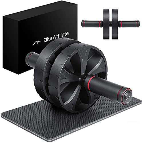 EliteAthlete Rueda Abdominal - Rodillo Abdominales Aparatos - Gym Fitness Ejercicio en Casa - AB Roller - AB Wheel incl. alfombrilla para las rodillas