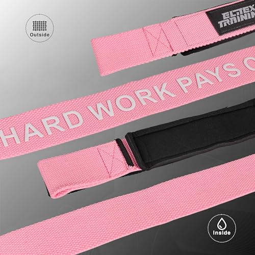 Elitex Training Straps Correas de Levantamiento de Pesas, Powerlifting, Agarres para Gym, Agarraderas Gimnasio, Peso Muerto - Unisex (Rosa)