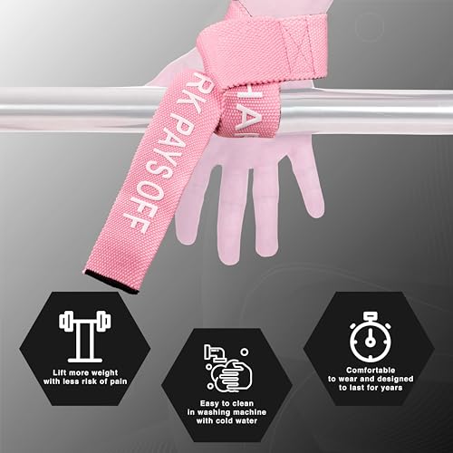 Elitex Training Straps Correas de Levantamiento de Pesas, Powerlifting, Agarres para Gym, Agarraderas Gimnasio, Peso Muerto - Unisex (Rosa)