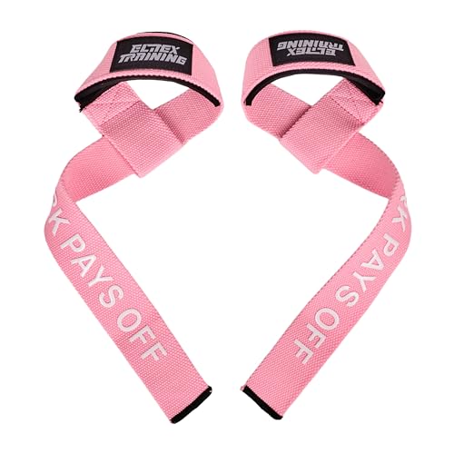 Elitex Training Straps Correas de Levantamiento de Pesas, Powerlifting, Agarres para Gym, Agarraderas Gimnasio, Peso Muerto - Unisex (Rosa)