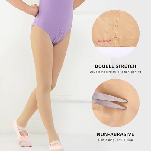 elthmpr Leotardos de ballet para niña, paquete de 2 unidades, medias de ballet para niños, con cintura suave, medias de danza, ballet, gimnasia, danza, deporte, color carne, 24