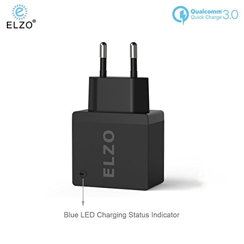 ELZO QC 3.0 Cargador Rápido 18W USB Quick Charger 2.4A para HTC One A9, LG G6 / V20, Samsung S7 Plus / S7 / S7 Edge, Huawei Mate 9, Sony Xperia, Más Móviles y Tablets con QC 3.0 o QC 2.0.