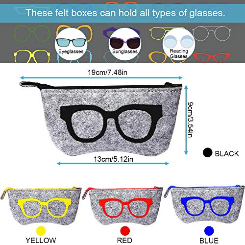 EMAGEREN 4pcs Fundas de Gafas Portátiles Bolsa de Gafas Estuche de Gafas de Sol Funda de Fieltro Portátiles para Gafas Estuche de Gafas Funda para Gafas con Cremallera para Almacenamiento- 4 Colores