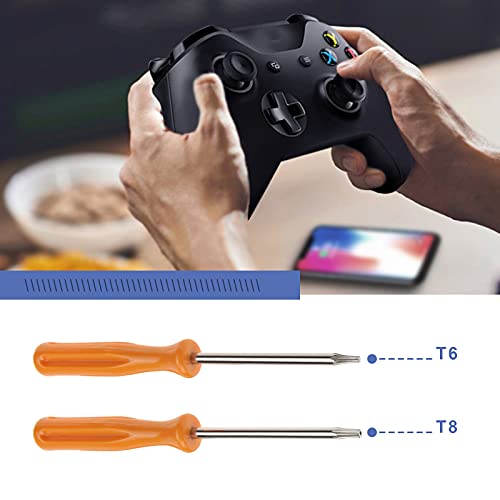 eMagTech 2 pares rojo acento anillos accesorios con T6 T8 destornillador Crowbar plástico cromado mate Thumbstick Gamepad 3D 2.5 cm perla bolsa para Xbox One Elite Controller