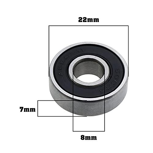 eMagTech Rodamientos de patineta 608RS ABEC-11 con ranura profunda rodamientos de bolas de doble sellado blindado 8x22x7mm acero cromado negro para patines patinetes ruedas impresora 3D