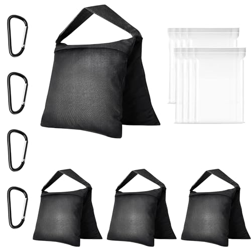 EMART 4 PCS Bolsas de Arena para Fotografía Saco de Arena de Fotos Studio Bolsa Arena Contrapeso para Sombrilla Carpa Pérgola Stands Trípode (Negro)