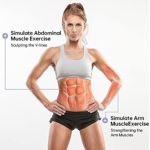 EMS Electroestimulador Muscular, ABS Muscular Abdominales Cinturón, USB Reciclable Masajeador Eléctrico con 10 Hidrogeles de Repuesto, Abdomen/Brazo/Pierna, 6 Modos & 15 Intensidades (Escarabajo)