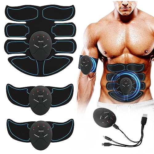 EMS Electroestimulador Muscular, Muscular Abdominales, Masajeador Eléctrico Cinturón, Hombresy Mujeres Ejercitador del Abdomen/Cintura/Piernas/Brazo