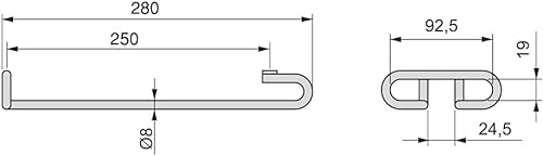 EMUCA - Soporte para Copas Colgante, Porta Copas para Mueble, Bar o estantería de Acero Cromado, 28cm