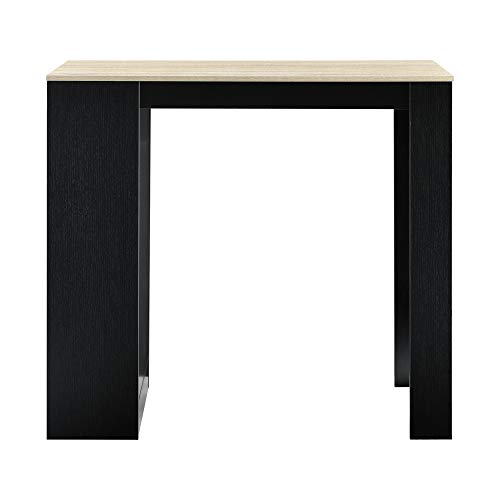 [en.casa] Mesa de Bar de Bistro Elegante 110 x 50 x 103 cm Mesa Alta Cocina Barra integrada para Bebidas con 3 Estantes Negro y Efecto Roble