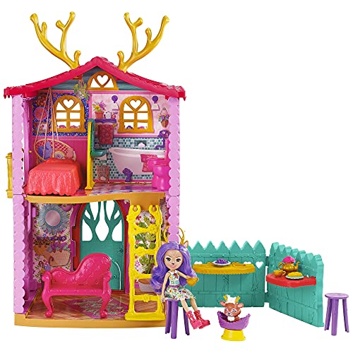 Enchantimals Casa Ciervo con Danessa Deer Muñeca con casa de juguete, mascota y accesorios (Mattel GYJ18)