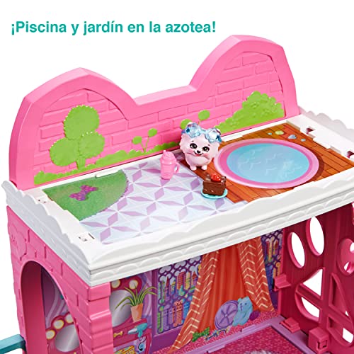 Enchantimals City Tails Apartamento de Palmer Pomeranian y Pommy SIOC Casa de muñecas 3 pisos con figura, mascota perrito, muebles y accesorios, juguete de regalo +4 años (Mattel HJH65)