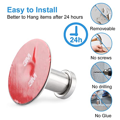 Encuryna 5 Piezas Ganchos Adhesivos para Pared Acero Inoxidable, Colgador Toallas sin Taladro, Toalleros de Gancho para Baño, Colgador Adhesivo para Baño Cocina Albornoz Trapos, Plata