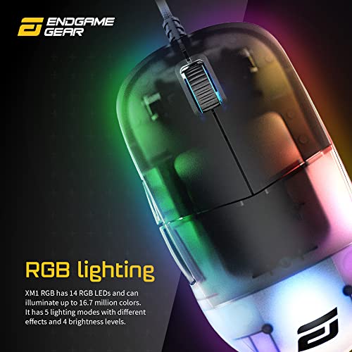 ENDGAME GEAR XM1 RGB Ratón para Juegos con Cable - Sensor óptico PWM3389-50: 16,000 dpi- Kailh GM 4.0-60M - Interruptores - 1 ms Tiempo de Respuesta - Ergonómico Ligero 82g - Dark Frost