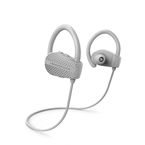 Energy Sistem Earphones Bluetooth Sport 1+ Grey (Auricular Deportivo Bluetooth 5.1, Control por Voz Voice Assistant, Sistema de sujeción Secure-fit, Resistentes al Sudor)-Gris