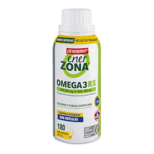 Enervit, Enerzona Omega 3 RX, Sin Retrogusto, Suplementos de Ácidos Grasos Omega 3, Cápsulas de Aceite de Pescado Omega 3, Sin Gluten, Frasco 180 Cápsulas de 0,5 g