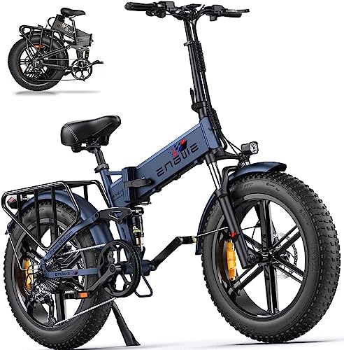 ENGWE Engine Pro Bicicleta Electrica Plegable | 20'' * 4.0" Fat Tire |Batería de 48V16Ah Alcance hasta 150km | 8 Velocidades Suspensión Completa | Bici Electrica Montaña Adulto | Control de Crucero