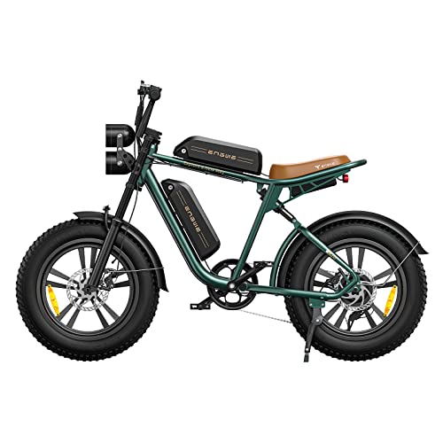 ENGWE M20 Bicicleta Electrica Hombre | 20"×4.0 Fat Tire Bici Eléctrica | Autonomía de 75 KM+75 KM con Doble 48V 26Ah Batería | 7 Velocità | E-MTB Adultos Urbana ebike (Verde)