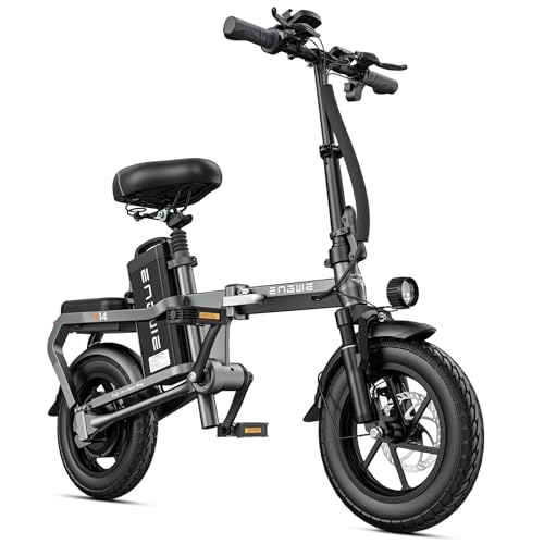 ENGWE O14 Bicicleta Eléctrica Plegable, Bici Eléctrica Motor 250W, Velocidad Máxima 25km/h, Batería Extraíble 48V 15.6AH, Autonomía Máxima 82km, 14'' E Bike de Ciudad (Gris)