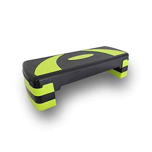 EnjoyFit - Step para aerobic (3 niveles, altura regulable, 78 x 30 x 10/15/20 cm), verde / negro