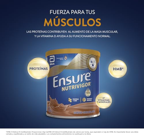 Ensure Nutrivigor - Complemento Alimenticio para Adultos, con HMB, Proteínas, Vitaminas y Minerales, como el Calcio - Sabor Chocolate - 400 g