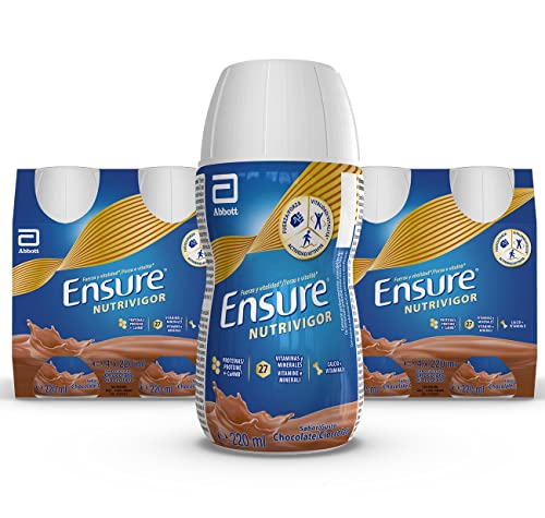 Ensure Nutrivigor - Complemento Alimenticio para Adultos, con HMB, Proteínas, Vitaminas y Minerales, como el Calcio - Sabor Chocolate - Pack de 8 Botellas x 220 ml