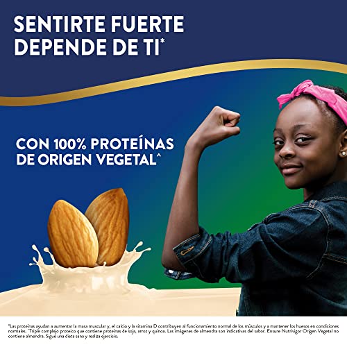 Ensure Nutrivigor Origen Vegetal  – Sabor Almendra- Complemento Alimenticio para Adultos, con HMB, Proteínas, Vitaminas y Minerales, como el Calcio- Lata de 850 g​