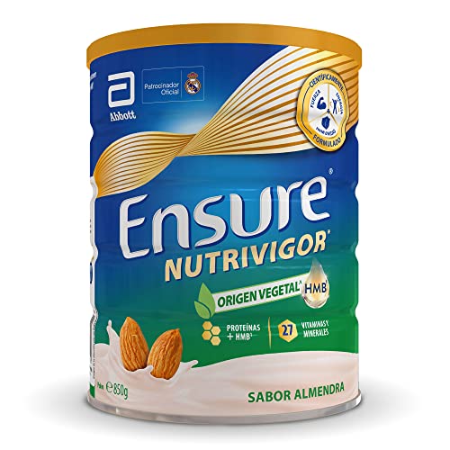 Ensure Nutrivigor Origen Vegetal  – Sabor Almendra- Complemento Alimenticio para Adultos, con HMB, Proteínas, Vitaminas y Minerales, como el Calcio- Lata de 850 g​