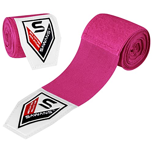 Envolturas de mano de boxeo vendajes de artes marciales guantes interiores de perforación MMA 2.5 3.5 4.5 metros correas de apoyo de muñeca bolsa de entrenamiento elástica deportes (2.5 M, Rosa)