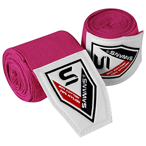 Envolturas de mano de boxeo vendajes de artes marciales guantes interiores de perforación MMA 2.5 3.5 4.5 metros correas de apoyo de muñeca bolsa de entrenamiento elástica deportes (2.5 M, Rosa)