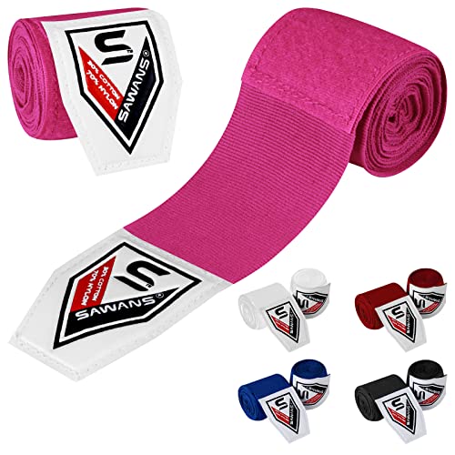 Envolturas de mano de boxeo vendajes de artes marciales guantes interiores de perforación MMA 2.5 3.5 4.5 metros correas de apoyo de muñeca bolsa de entrenamiento elástica deportes (2.5 M, Rosa)