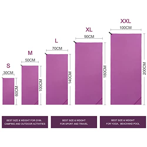 Eono Toalla de Microfibra para Llevar al Gimnasio, a la Playa, de Camping, de Viaje, de Natacion, o de Vacaciones. Secado rápido, Superabsorbente, Ultracompacta