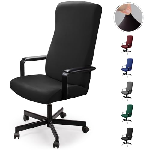 Eozakavod Funda de Silla de Oficina Modernas Estilo Simplista Cubiertas de la Silla de la computadora de Oficina Cubierta de la Silla Oficina removible (no Incluye Sillas)(Negro,L)-N