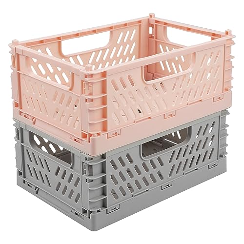 Eozighi 2 Piezas Mini Cestas Plegables de Plástico para Almacenamiento Almacenaje Caja Plastico Plegable Cajas Plegables, para Dormitorio, Oficina, Baño, Artículos de Tocador, Cosméticos