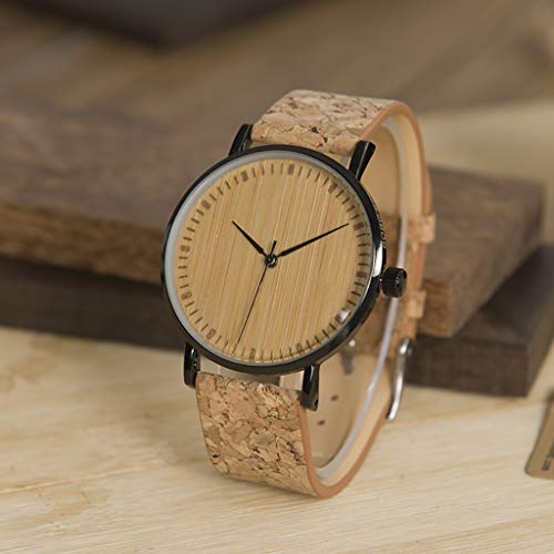 EPANO All Wood Watch Reloj de Cuarzo con Correa de Corcho Cronógrafo Multifuncional Reloj de Pulsera Reloj de Mujer for Hombre