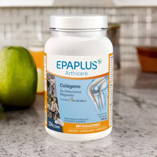 EPAPLUS Arthicare Colágeno + Ácido Hialurónico + Magnesio 224 comprimidos, Vitaminas B1, B2, B6, C, Articulaciones Fuertes y Piel Tersa